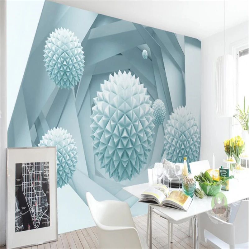 beibehang Wallpaper Mural Wall Stick 3d Ball Rotary Building Space TV Background Wall papel de parede wallpaper for walls 3 d