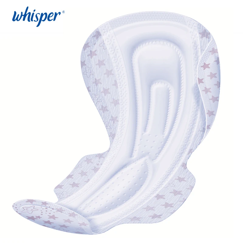 Whisper Sanitary Napkin 100% Cotton Soft Surface Pads Women Menstrual With Wings Designed for Night Ultra Thin 6pads/pack