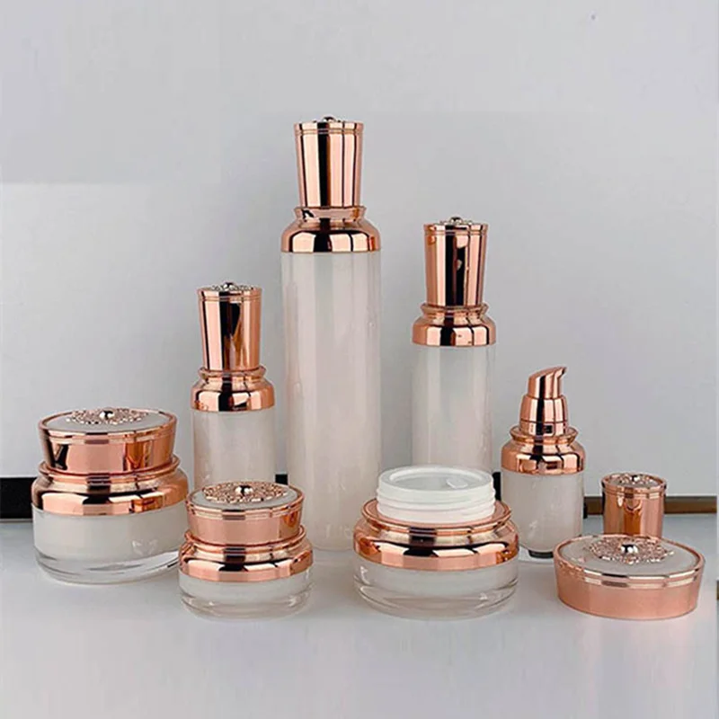 

Isolation Sunscreen Cream Acrylic Bottle facial Cream Bottle High-grade Essence Lotion Set Toner Bottle With Rose-Gold Cap