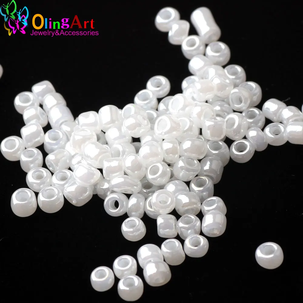 OlingArt 2MM 45g/lot Glass Seed Beads Transparent white Lustered round spacer DIY Bracelet choker necklace jewelry making