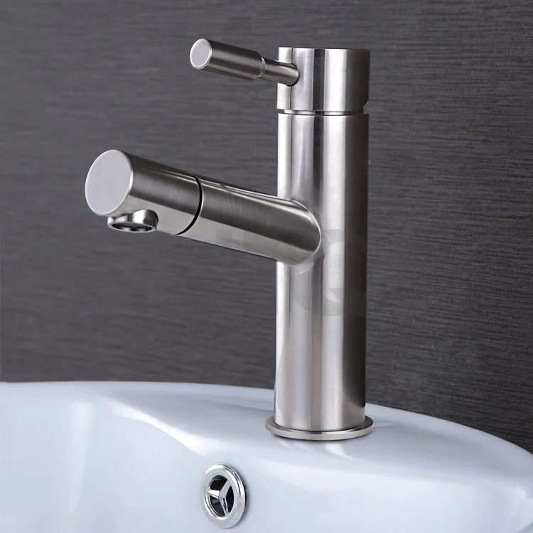 

SUS 304 Stainless Steel Pull Out Hot and Cold Water Basin Faucet Single Liver