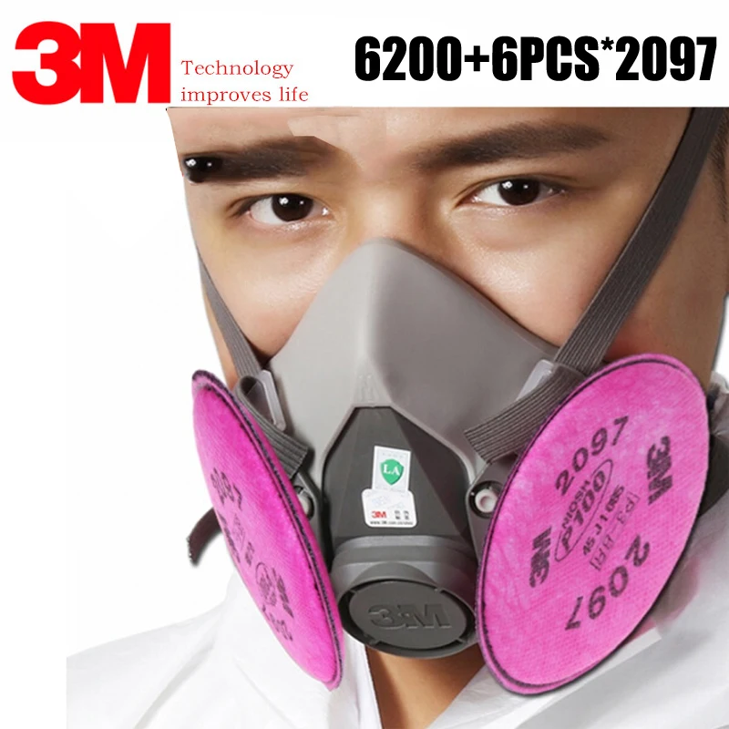 3M 6200 With 2097 Dust Respirator Dust Polishing And Cutting Fiber Welding Fume Organic Gas Activated Carbon Antivirus Mask