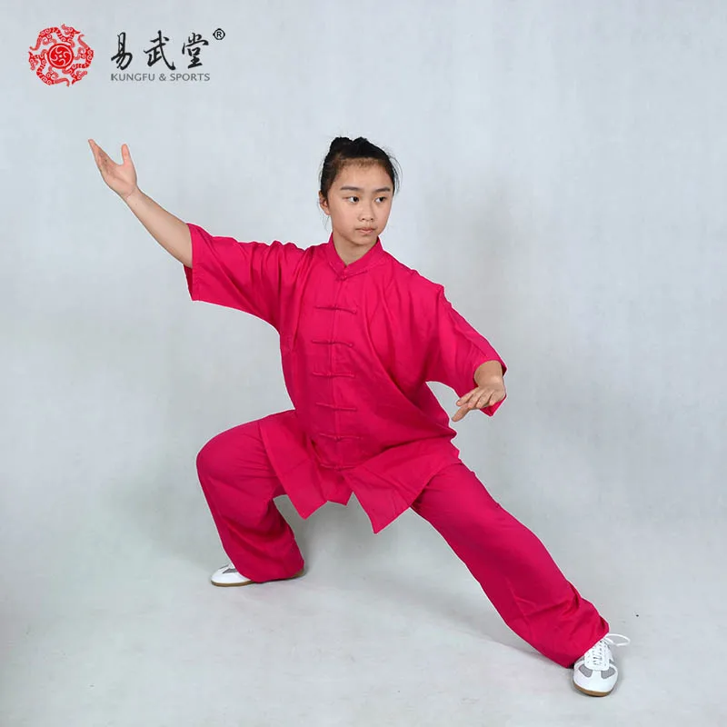 Yiwutang Unisex Short Sleeves Taichi Uniform Summer Kungfu Clothing Cotton  Martial Art Sets  Chinese Comfortable and Breathable