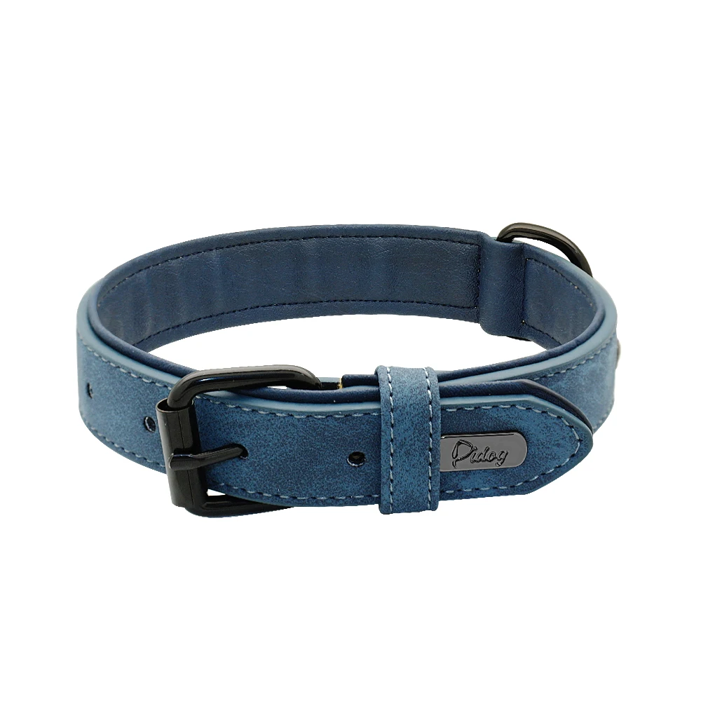 Personalisierte Hund Kragen Nach Leder Hund Halsbänder Innere Gepolsterte Pet ID Kragen Für Kleine Medium Große Hunde Pitbull Bulldog – Detail 5
