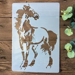 A4 Horse DIY Layering Stencils Painting Scrapbook Coloring Embossing Album Decorative Paper Card Template