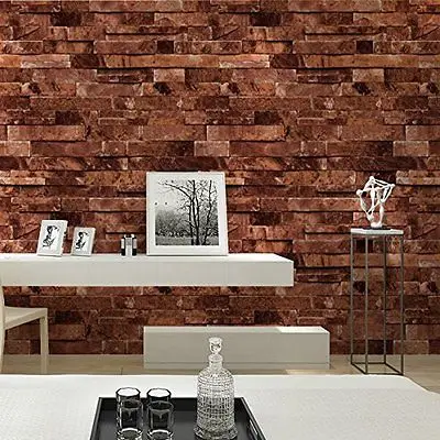 

Q QIHANG 10m Three-dimensional Wallpaper Brick Wall Wallpaper 3D Textured Bricks Red 5.3m2