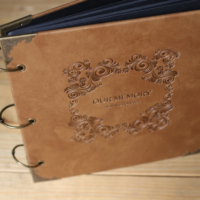 Extra Large leather Photo Album/ Scrapbook Wedding Guest Book/black white No-Printed diy for baby