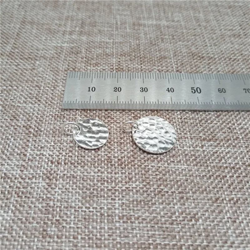 4pcs of 925 Sterling Silver Hammered Disc Tag Charms 12mm 15mm for Bracelet Necklace