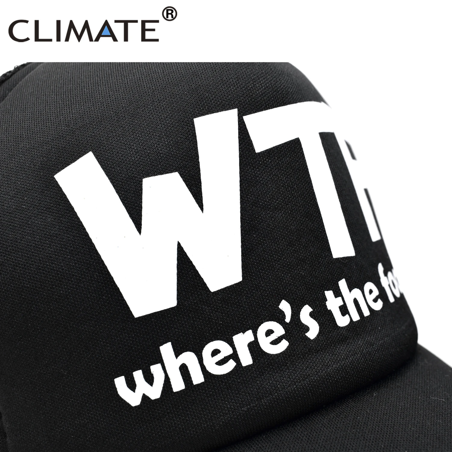 CLIMATE WTF Funny Trucker Caps Men Funny WTF Baseball Caps Foodie Snacks Cate Fans Cap Hip Hop Summer Mesh Caps for Men Women