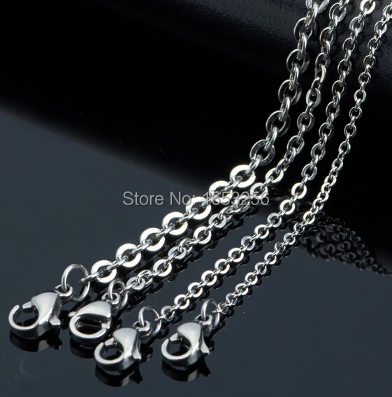 

Lot 10pcs thin 2mm 18-30'' Women Girls Jewelry Stainless steel Strong Oval Curb Chain Necklace