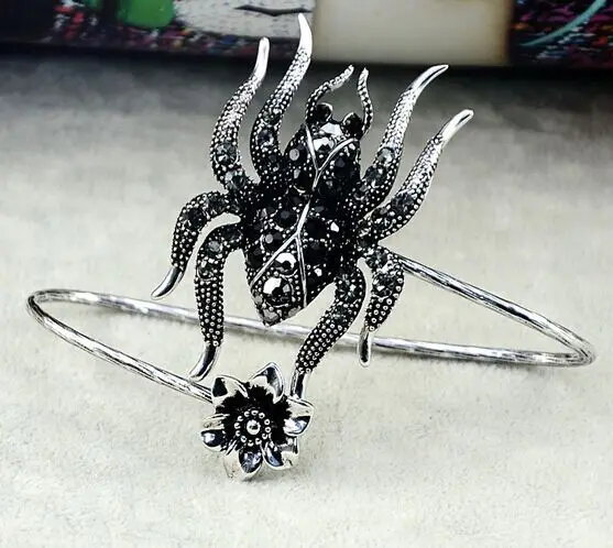 Gypsy vintage punk spider leaves feather wings cuff bracelet/kpop pulseras mujer/pulseira feminina/brazalete/bilezik/bracciale