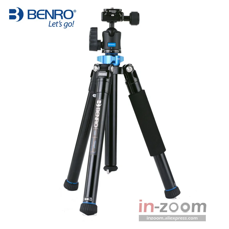 Benro IS05 Aluminum Alloy Tripod Kit Center Column Can be Selfie Stick Monopod for Smartphones Mirrorless Cameras Oversea Stock