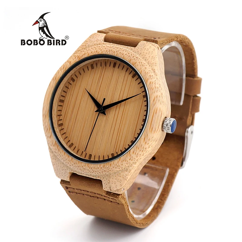 

BOBO BIRD V-F18 Watch MenMade from Real Bamboo Wood, No Paint and No Chemical, with Geniune Leather Strap