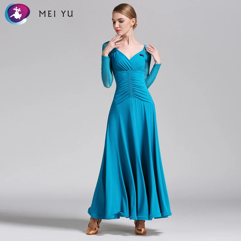 

MEI YU S9007 New Long Sleeve V-neck Modern Dance Ballroom Dance Skirt