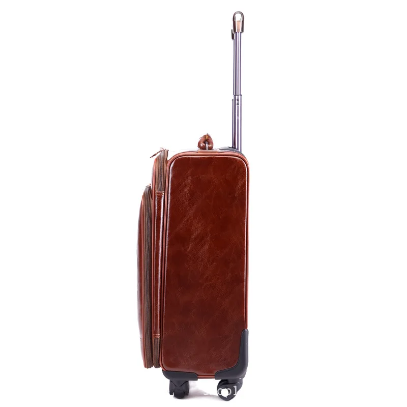 Letrend Luxury Man Rolling Luggage Spinner 16 inch Business Cabin Trolley PU Leather Trunk Women Suitcases Wheels Travel Bag