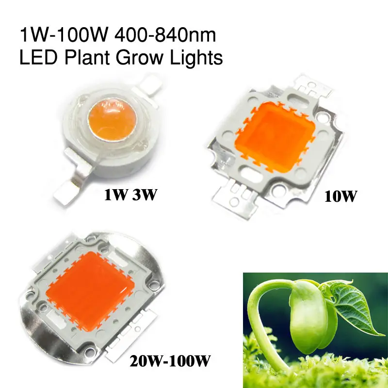 400nm-840nm Full Spectrum Grow Light 1W 3W 5W 10W 20W 30W 50W 100W High Power LED COB Beads 45mil Bridgelux Chip For Plant Grow