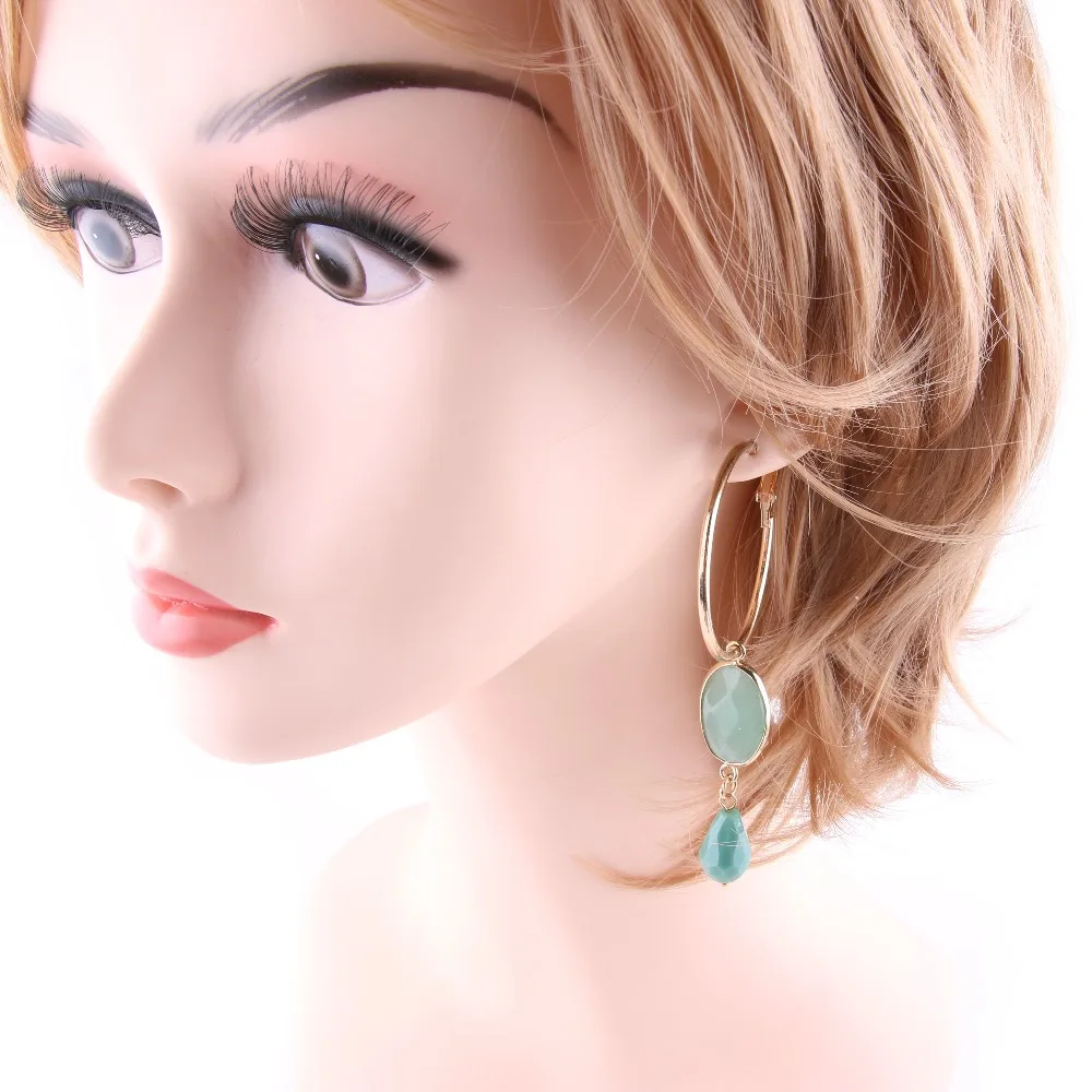 Drop Earrings Bohemia Crystal Earrings for Woman Natural Copper Brand Fashion Stone Long Earrings