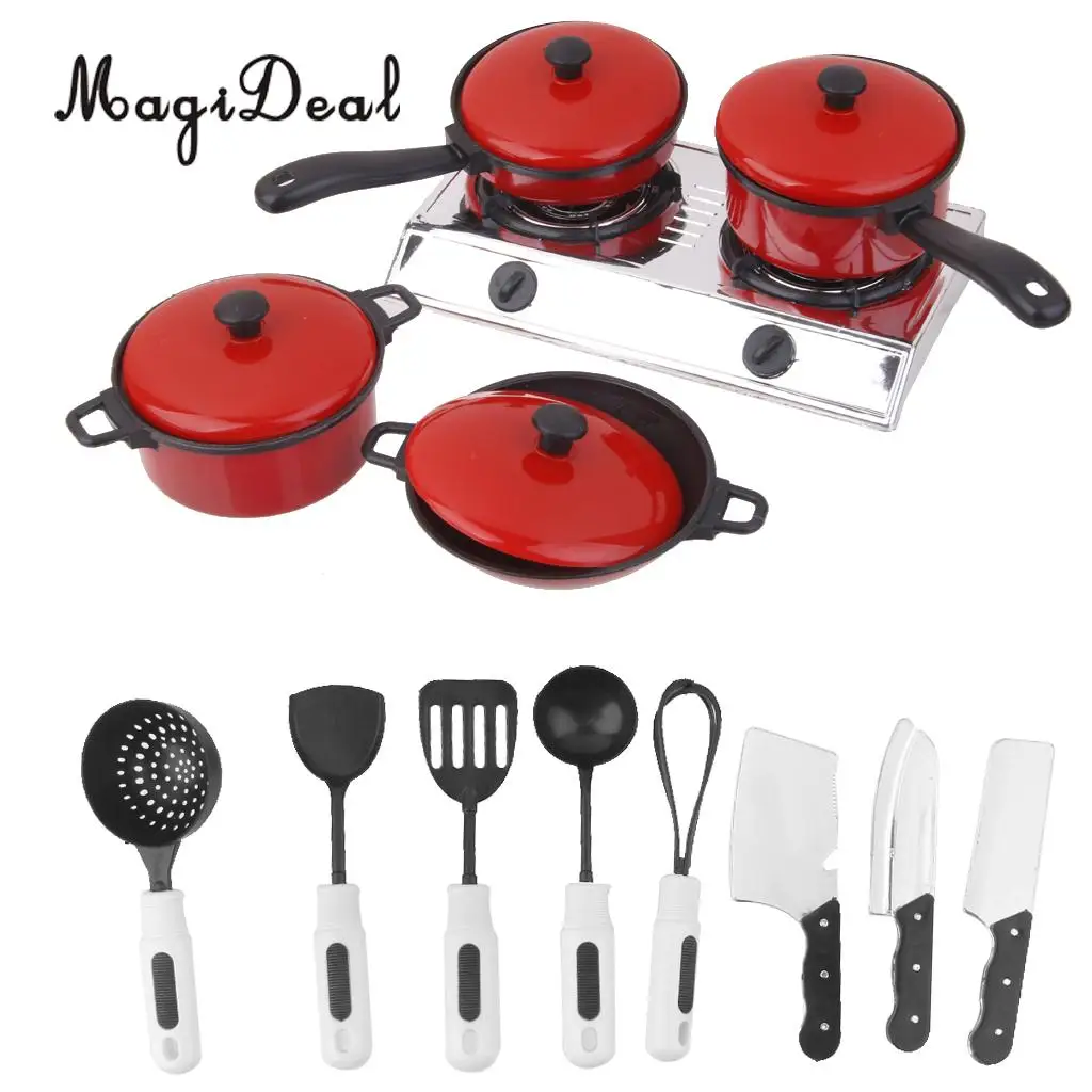 MagiDeal Hot Product 1Set Plastic Kitchen Cookware Kitchenware Set for Dollhouse Children Kids Pretend Play Toys Birthday Gift