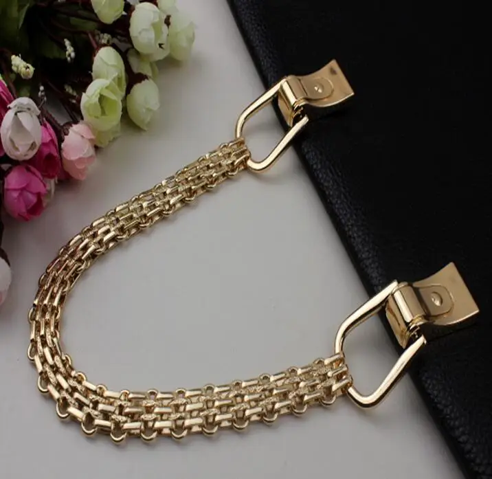 

(2 PCS/lot) gold plating high-end DIY leather length 60 cm handbag aglet chain arm in arm handle decorative accessories