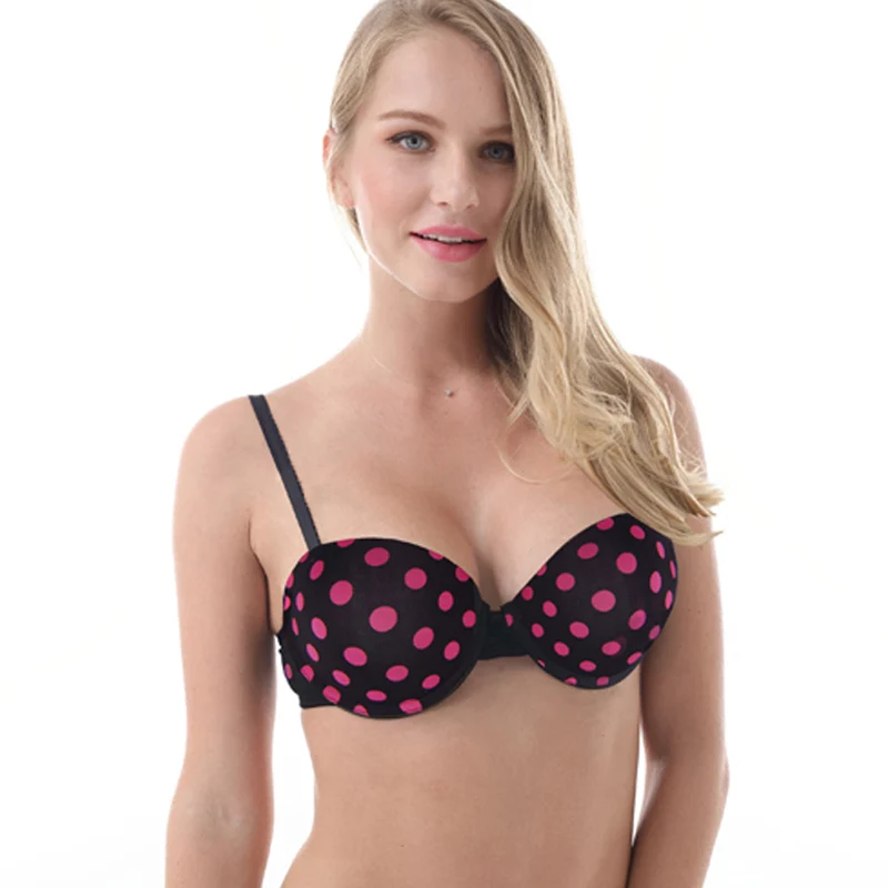 Mierside 1/2cup push up bra padded bra rose dot classics black Good Quality Pink Color And Love Pants Bra Set
