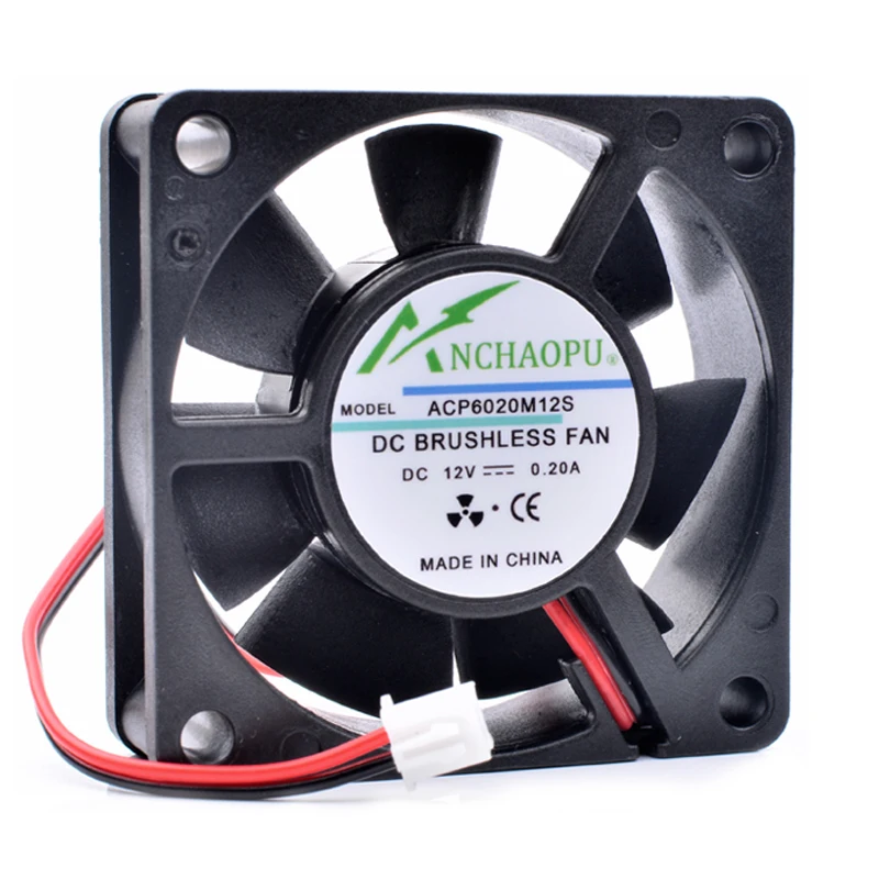 

Brand new original ANCHAOPU ACP6020M12S 6cm 60mm 60x60x20mm 6020 12V 0.20A charger power supply 2 line cooling fan