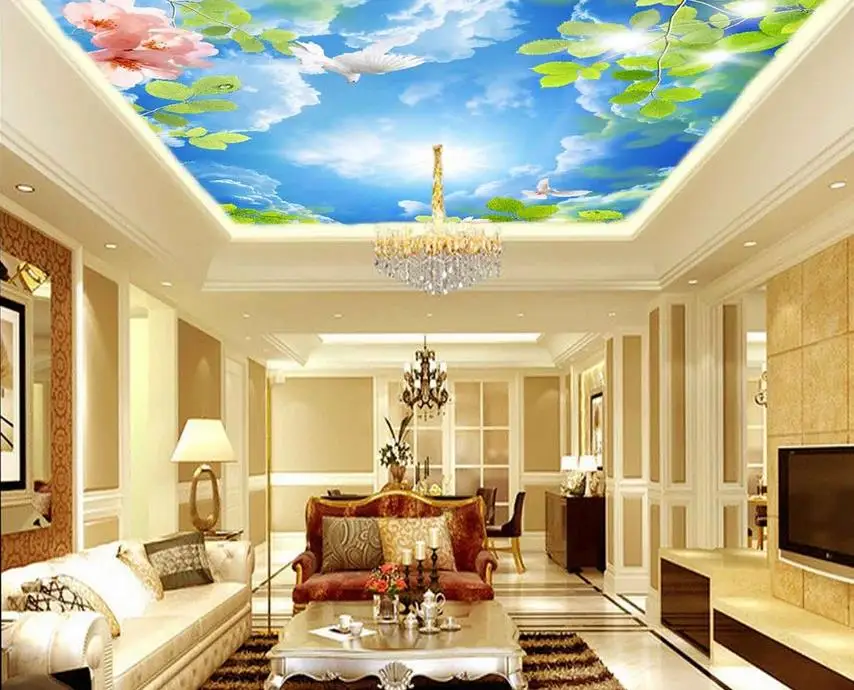 

Blue sky cloud leaf ceiling pigeons 3d wallpaper living room Home Decoration wallpaper 3d mural parded papel