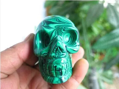 TOP!! 208g malachite CRYSTAL Skull/Skeleton Carving, Crystal