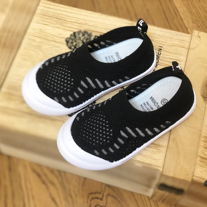 Children's casual sneakers shoes kids baby girls solid color knit shoes boys breathable sports shoes girls stretch soft sneakers