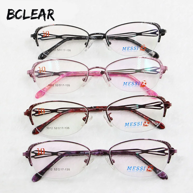 BCLEAR Beautiful women cat eye style metal alloy eyeglasses new half frame female eyewear black pink purple red color hot 1012