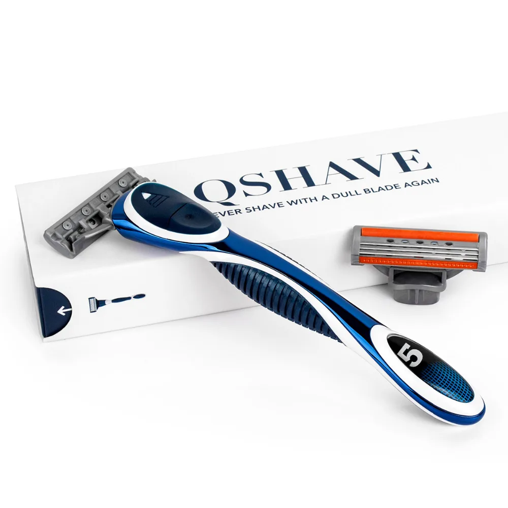 QSHAVE Orange Series 3-Layer USA Blade Manual Men Shaving Razor it with 2 Pieces X3 Blade QSHAVE Name Engraved Service Provided