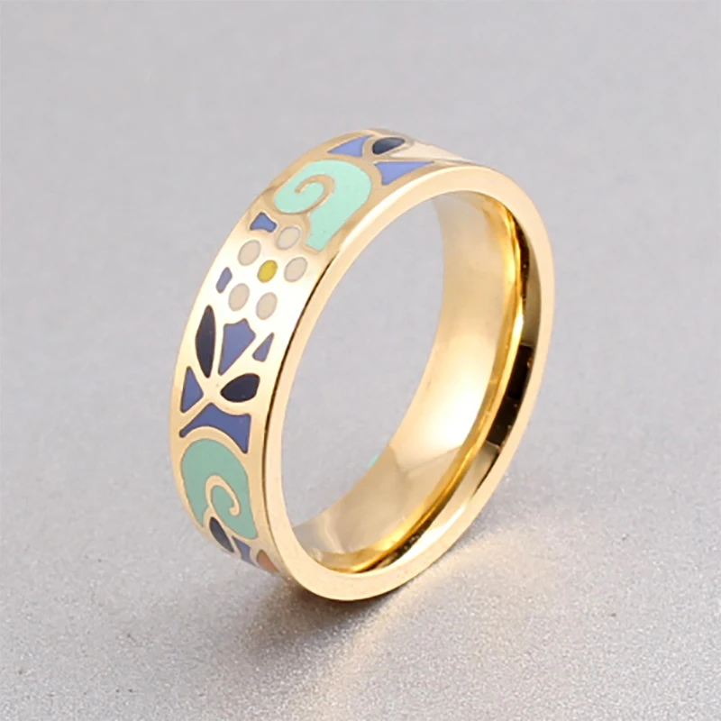 Popular Fine Jewelry Stainless Steel Geometric Design Rings for Women Flower Ring Jewelry Photos design