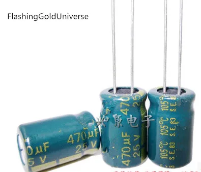 100 PCS 470uF/25V 8*12mm DIP 25V 470uF Aluminum Electrolytic Capacitor 470uF25V best quality New origina