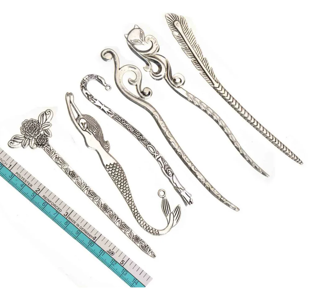 

Metal Bookmarks School Suppliers Woman Hairpins Wedding Crafts DIY Suspension Big Flat Fox Flower Mermaid Jewelry Findings 5pcs