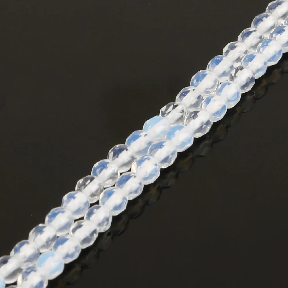 Natural Stone Beads White Opal Opalite Quartz Faceted Loose Beads 4 6 8 10 MM Fit Diy Charms Beading Beads For Jewelry Making