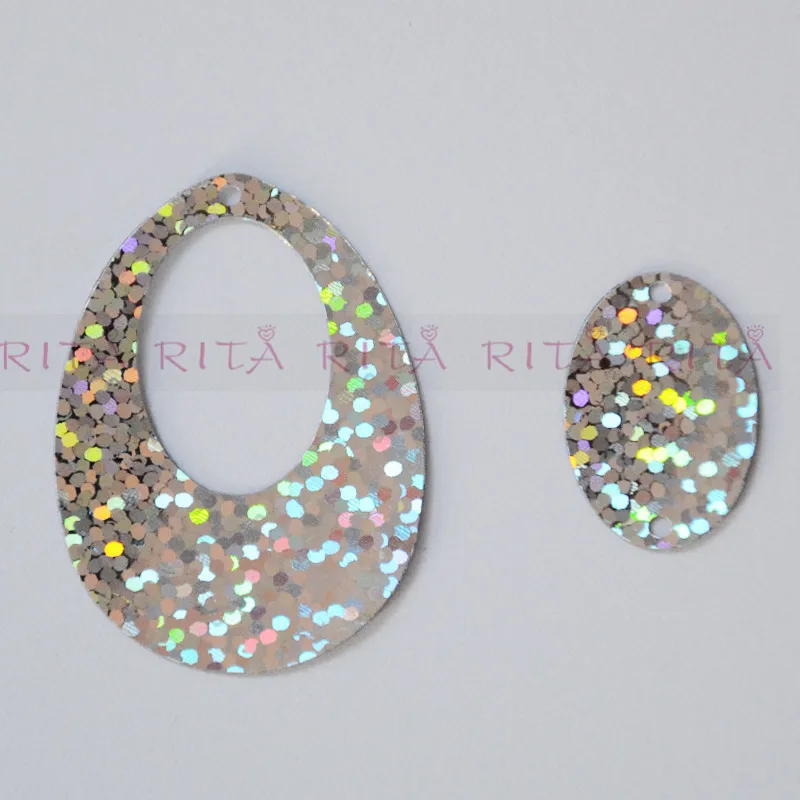 50g Hologram Flat Oval Egg Earring Shape PVC Loose Sequins Paillettes Sewing Wedding Craft&Decoration For Cloth