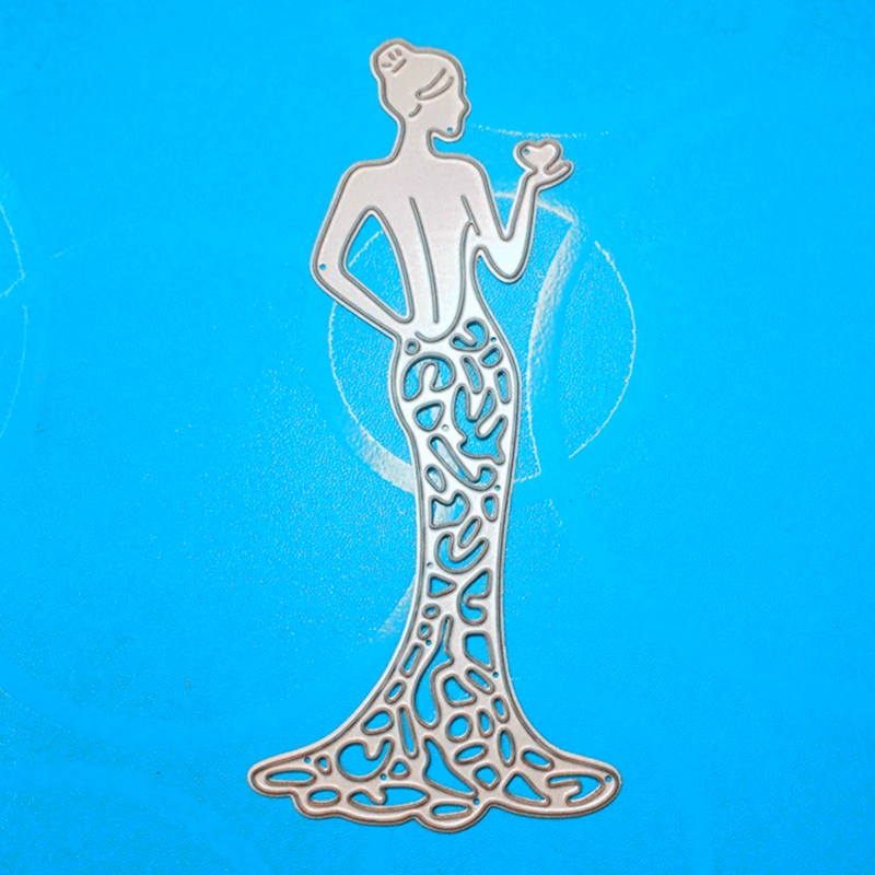 

YINISE Fishtail Girl Metal Cutting Dies For Scrapbooking Stencils DIY Album Cards Decoration Embossing Folder Die Cutter Tools