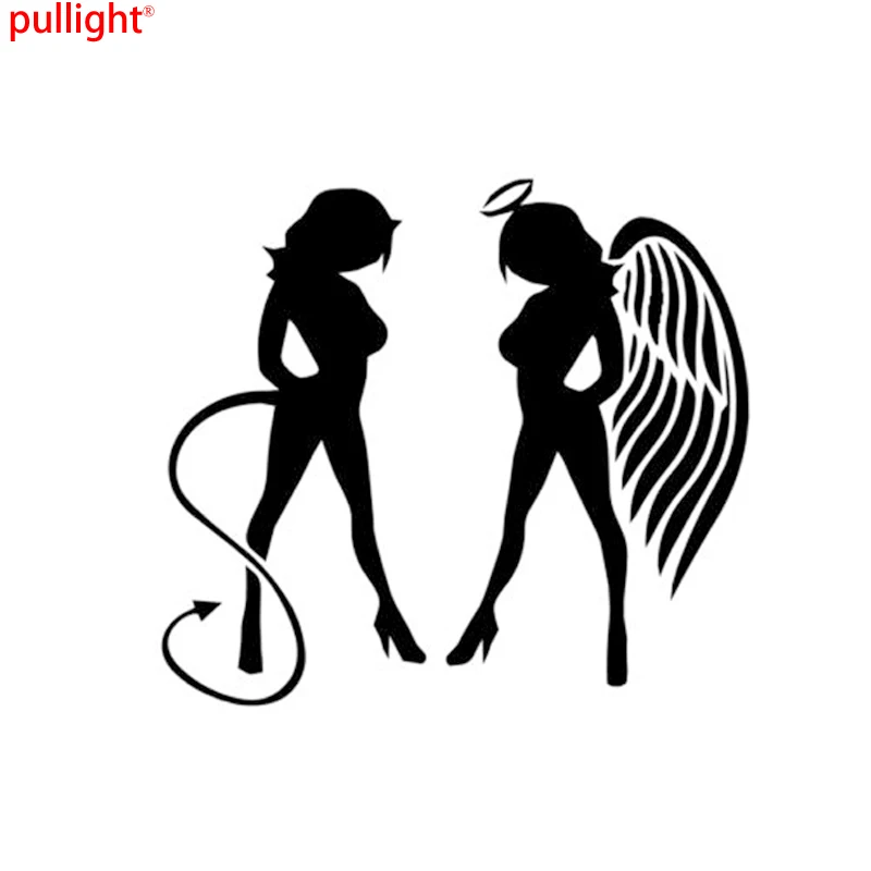 19*17CM Angel Devil Sexy Little Girl Car Stickers Covering The Body Motorcycle Car Styling Vinyl Decals