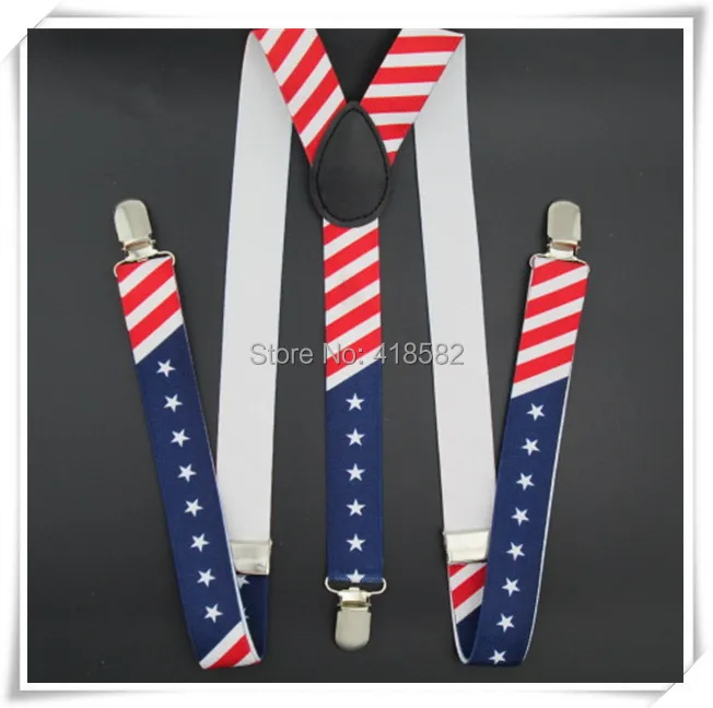 BD020--2015 Hot Fashion  men suspenders flag print 3 colors suspenders 100cm length 2.5 width 3 Clips braces free shipping