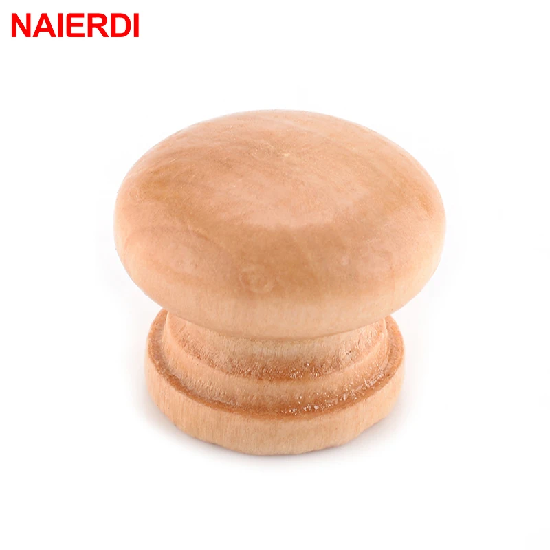 NAIERDI 10pcs 2.5X2CM Medium Size Natural Wooden Cabinet Drawer Wardrobe Door Knob Pull Handle Hardware Plain Circle Handles