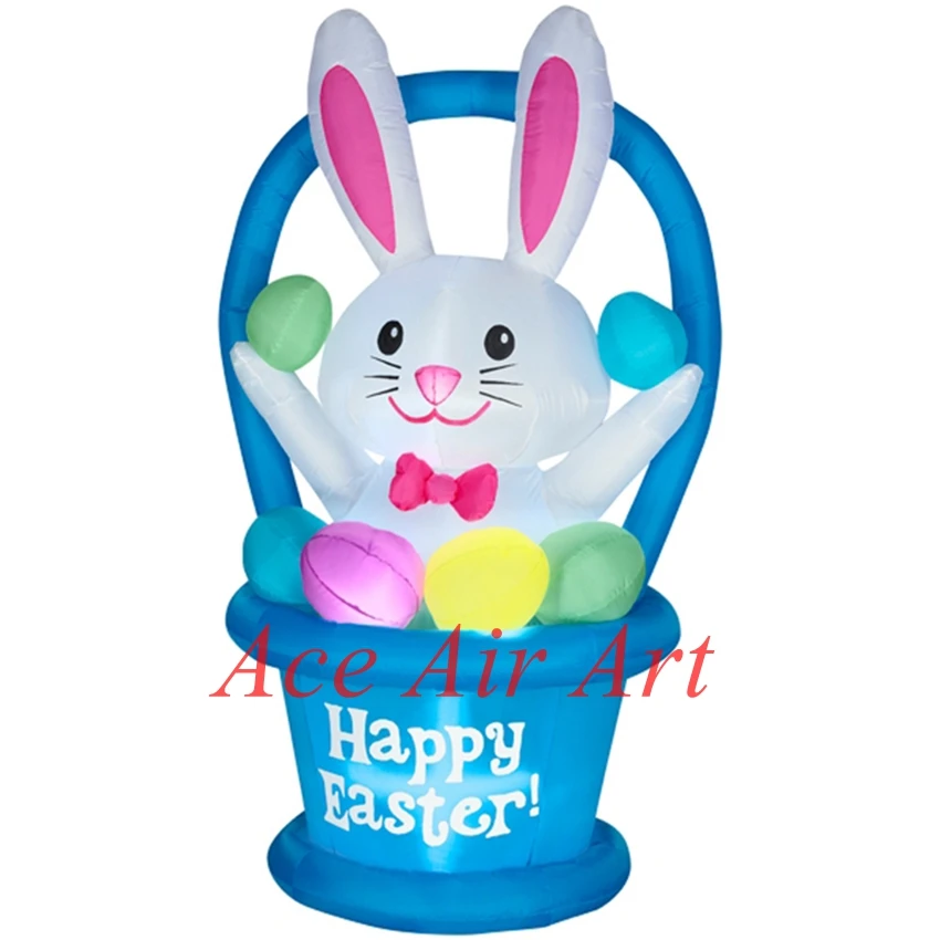 Outdoor Funny Inflatable Little Bunny in the Backpack with Eggs for Easter Events