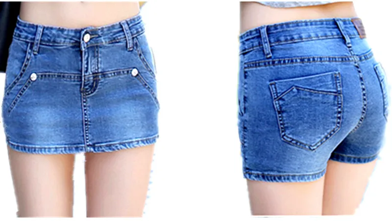 Denim Shorts for Women, Double Zipper, Mini Jean Skirt, Plus Size, New Arrival, Summer Fashion, 2024