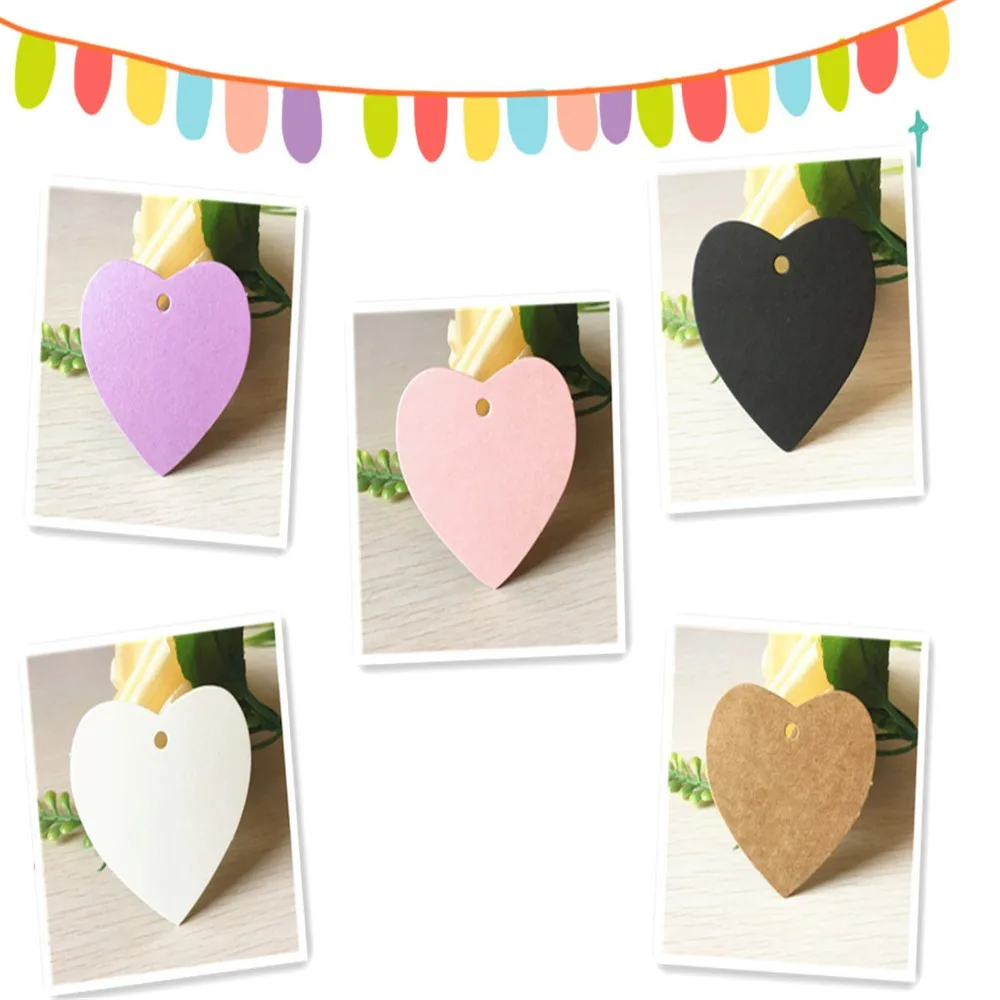 

500Pcs/Lot 5.6x5.6cm Handmade Blank DIY Sweet Heart Kraft Paper Card Tag For Birthday Cake Cosmetic Flower Price Hanging Label