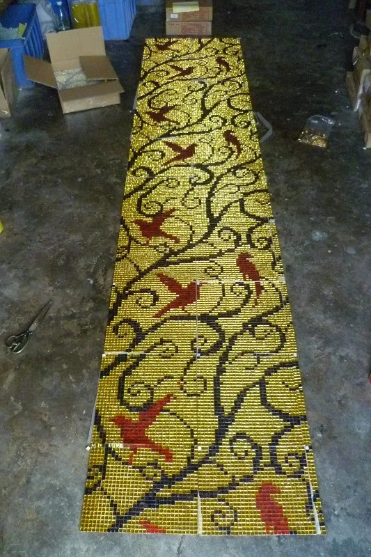 Customized Golden glass mosaic design,Luxury mosaic bird design