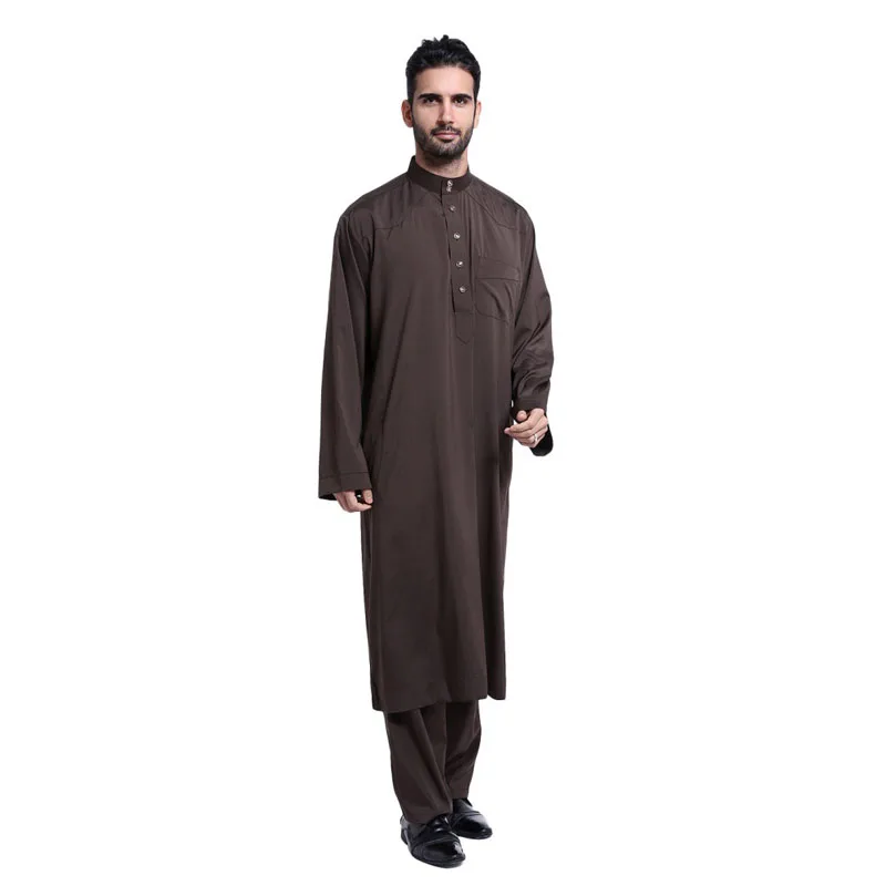 2022 Fashion Men Arab Kaftan Saudi Thobe Thoub Abaya Robe Daffah Dishdasha Muslim Clothing For Men Hot islamic clothing