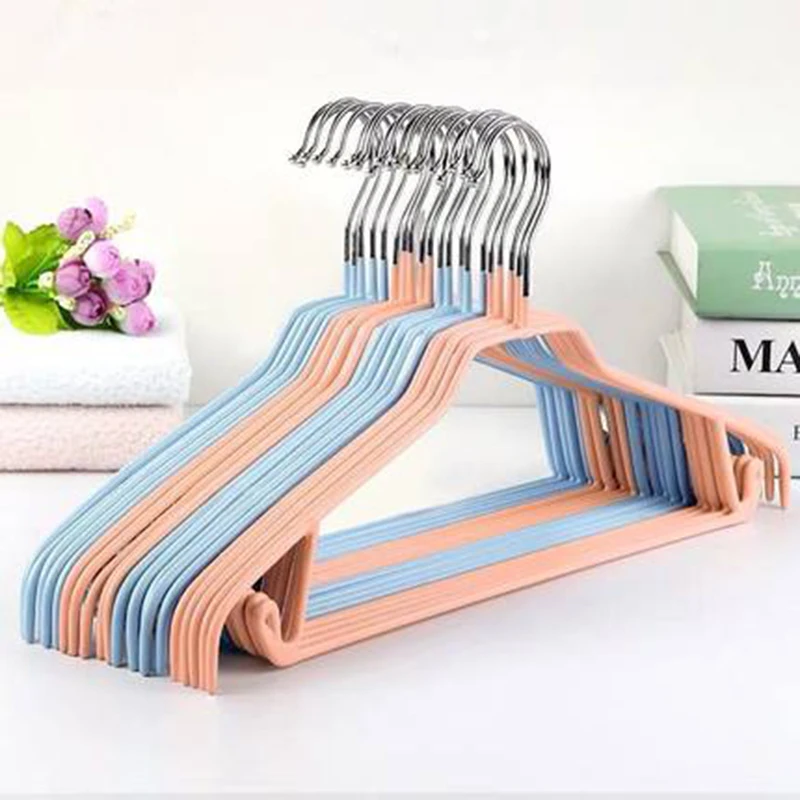 20 pcs/lot PVC Coating Clothes Hangers Non-slip Shoulder Household Laundry Drying Rack for Adult Coat Dress Skirt