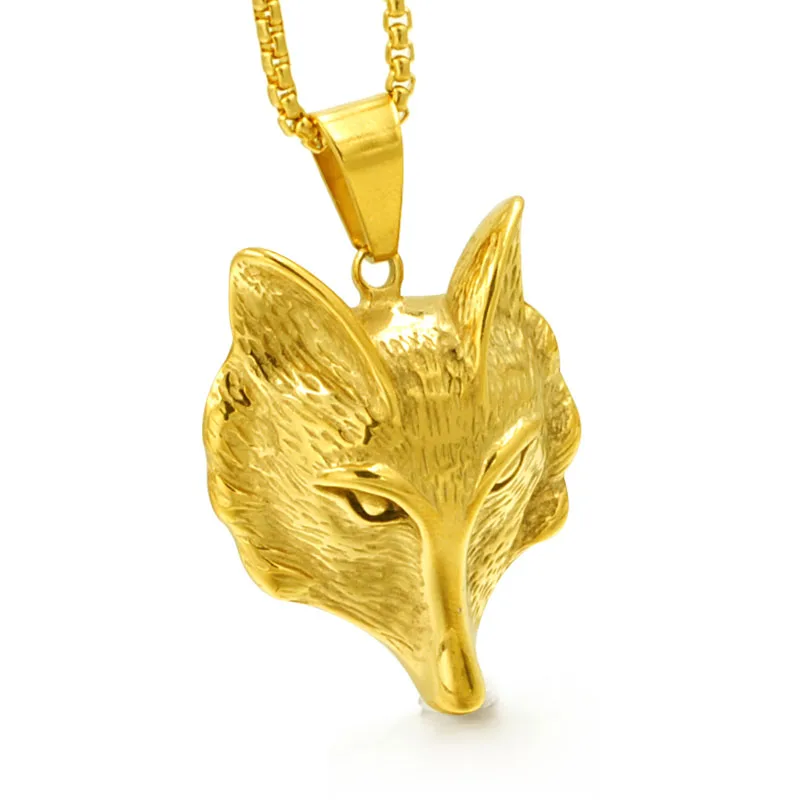 Anniversary Hiphop/Rock Men Women Stainless Steel Unisex Fox Pendant Necklace Man Vintage Jewelry Animal Jewellery,P1921