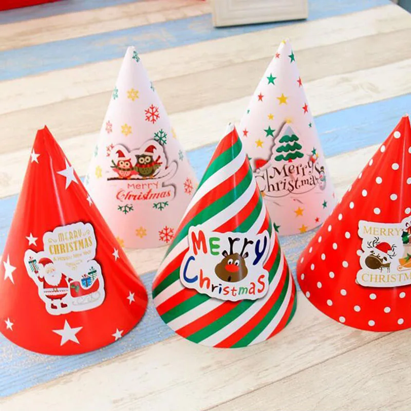 

500pcs 14*20Cm Christmas Decorations Holiday Supplies Cartoon Santa Claus Cardboard Paper Christmas Hats Gifts For Kids ZA4893