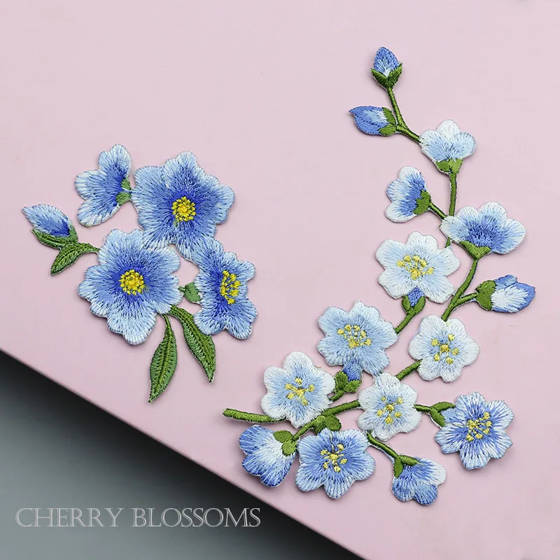 Cherry Blossoms Plum Flower Patch Iron on Applique Floral Patch for Clothes Fabric Iron to Stick DIY Coat Jeans Accessories