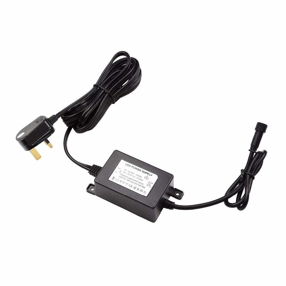 Driver di alimentazione trasformatore DC12V 5W impermeabile IP67 per lampada da esterno o da interno a LED spina EU,US,UK,AU