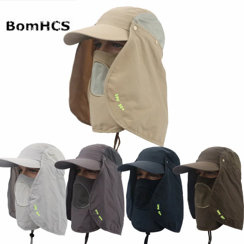 BomHCS Fashion Summer  Sun Protection Fishing Hiking Riding Cap Neck Face Flap Hat Wide Brim Ultraviolet-proof 17F-39MZ1